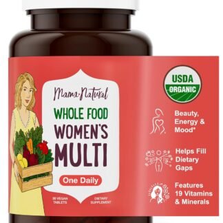 Mama Natural Organic Women's Multivitamin – Whole Food Based, 1 A Day Vegan Tablet – USDA Organic, Non-GMO, Clean Label Multivitamin for Women – 30 Day Supply with Iron &...
