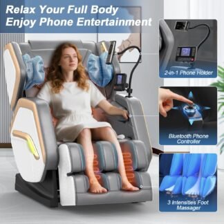 Massage Chair Full Body, Zero Gravity Massage Chair 2026 for Back Fatigue with 10 Fixed Rollers, Heating, Airbags, Phone Controller, Bluetooth Speaker, Nightlights for Living...