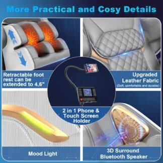 Massage Chair Full Body, Zero Gravity Massage Chair 2026 for Back Fatigue with 10 Fixed Rollers, Heating, Airbags, Phone Controller, Bluetooth Speaker, Nightlights for Living...