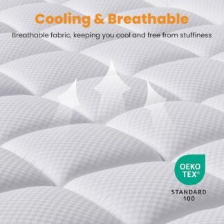 MATBEBY King Size Mattress Pad - Cooling Breathable Mattress Topper, Quilted Fitted Mattress Protector, Pillow Top Mattress Cover with 8-21" Deep Pocket, Soft, Machine Washable,...