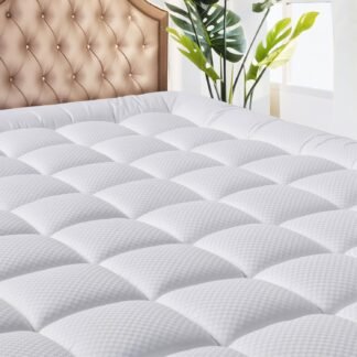 MATBEBY King Size Mattress Pad - Cooling Breathable Mattress Topper, Quilted Fitted Mattress Protector, Pillow Top Mattress Cover with 8-21" Deep Pocket, Soft, Machine Washable,...