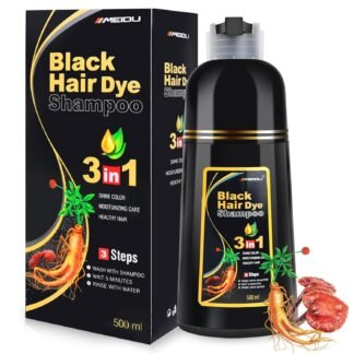 MEIDU Shampoo Shop Black Hair Dye Shampoo 3 in 1 for Gray Hair, Black Hair Dye for Women Men, Hair Color Herbal Ingredients Natural (500ml,16.9oz)