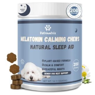 Melatonin for Dogs, Calming Chews for Dogs for Sleep, Fireworks, Storms, Thunder, Barking, Separation, Dog Calming Chews with Valerian Root & L-Theanine, 200 Count