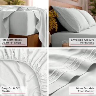 Mellanni Queen Sheets Set - 4 PC Iconic Collection Bedding - Hotel Luxury, Extra Soft, Cooling Bed Sheets - Wrinkle, Fade, Stain Resistant (Queen, Ivory)