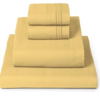 Mellanni Queen Sheets Set - 4 PC Iconic Collection Bedding - Hotel Luxury, Extra Soft, Cooling Bed Sheets - Wrinkle, Fade, Stain Resistant (Queen, Yellow)