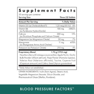 MICHAEL'S Health Naturopathic Programs Blood Pressure Factors - 60 Vegetarian Tablets - Provides Fluid Balance Support - Kosher - 20 Servings