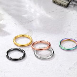 MissNity 316L Surgical Steel Hinged Nose Rings Hoop 20G 18G 16G 14G Diameter 6mm to 10mm Color Gold - Rose Gold - Silver - Black - Rainbow - lunas-mystic-emporium.com MissNity 316L Surgical Steel Hinged Nose Rings Hoop 20G 18G 16G 14G, Diameter 6mm to 10mm, Color Gold - Rose Gold - Silver - Black - Rainbow