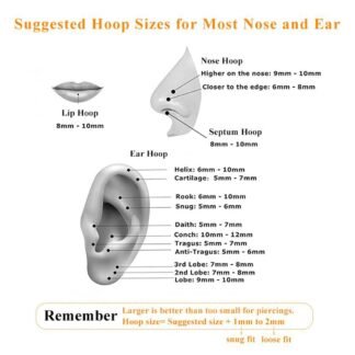 MissNity 316L Surgical Steel Hinged Nose Rings Hoop 20G 18G 16G 14G, Diameter 6mm to 10mm, Color Gold - Rose Gold - Silver - Black - Rainbow