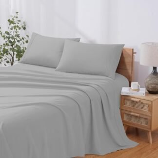 Modern Threads Soft Microfiber Solid Sheets - Luxurious Microfiber Bed Sheets - Includes Flat Sheet, Fitted Sheet with Deep Pockets, & Pillowcases Vapor Blue Full