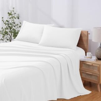 Modern Threads Soft Microfiber Solid Sheets - Luxurious Microfiber Bed Sheets - Includes Flat Sheet, Fitted Sheet with Deep Pockets, & Pillowcases White Full
