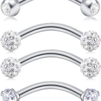 MODRSA Rook Piercing Jewelry Rook Earrings for Women Eyebrow Rings Surgical Steel Vertical Labret Jewelry 16g 14g Curved Barbell Snug Daith Surface Tragus Piercing Jewelry...