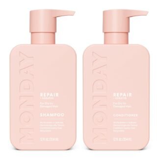 MONDAY HAIRCARE Repair Shampoo and Conditioner Set (12 oz) For Dry to Damaged Hair Made with Keratin, Coconut Oil, Shea Butter, and Vitamin E