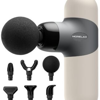 Morelax Mini Massage Gun Portable Deep Tissue Muscle Percussion Massager, Electric Handheld Sport Massager with 6 Massage Heads 4 Speed, Best Gift (Almond)