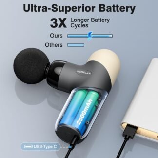 Morelax Mini Massage Gun Portable Deep Tissue Muscle Percussion Massager, Electric Handheld Sport Massager with 6 Massage Heads 4 Speed, Best Gift (Almond)