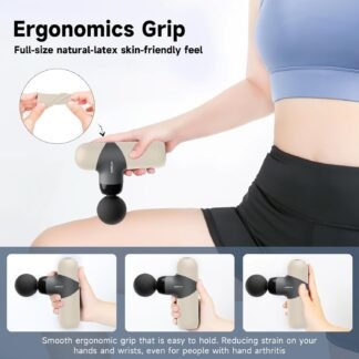 Morelax Mini Massage Gun Portable Deep Tissue Muscle Percussion Massager, Electric Handheld Sport Massager with 6 Massage Heads 4 Speed, Best Gift (Almond)