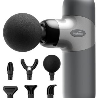 Morelax Mini Massage Gun Portable Deep Tissue Muscle Percussion Massager, Electric Handheld Sport Massager with 6 Massage Heads 4 Speed, Best Gift (Almond)