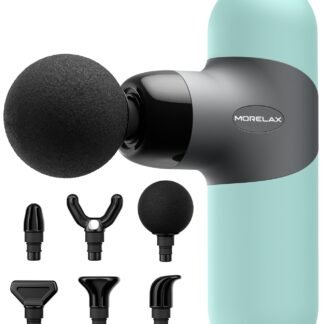 Morelax Mini Massage Gun Portable Deep Tissue Muscle Percussion Massager, Electric Handheld Sport Massager with 6 Massage Heads 4 Speed, Best Gift (Almond)