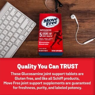 Move Free Advanced Glucosamine Chondroitin + Calcium Fructoborate Joint Support Supplement, Supports Mobility Comfort Strength Flexibility & Lubrication - 200 Tablets (100...