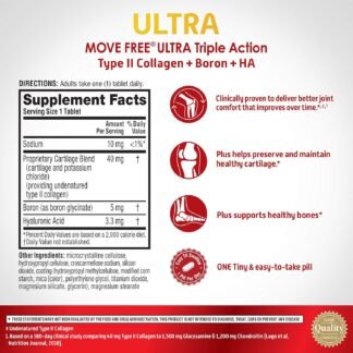 Move Free Ultra Triple Action Joint Support Supplement - Type II Collagen Boron & Hyaluronic Acid - Supports Joint Comfort, Cartiliage & Bones in 1 Tiny Pill Per Day, 30 Tablets...