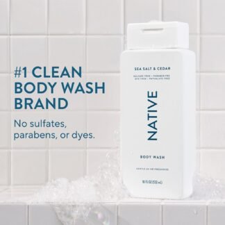 Native Body Wash Contains Naturally Derived Ingredients | For Women & Men, Sulfate, Paraben, & Dye Free Leaving Skin Soft and Hydrating | Sea Salt & Cedar 18 oz