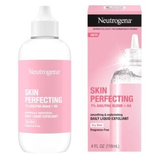 Neutrogena Skin Perfecting Daily Liquid Facial Exfoliant with 7% AHA/PHA Blend + HA to Smooth, Exfoliate & Replenish Dry Skin, Leave-On Face Exfoliator, Oil- & Fragrance-Free, 4...