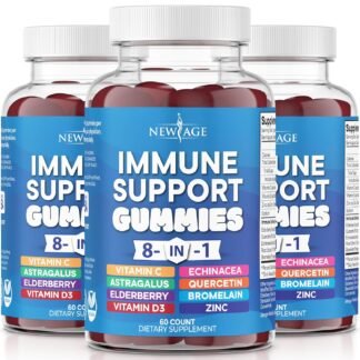 NEW AGE 8 in 1 Immune Support Booster Supplement with Astragalus Root, Vitamin C and Zinc 50mg, Vitamin D 5000 IU, Quercetin & Bromelain (8 in 1 Gummies (Pack of 2))