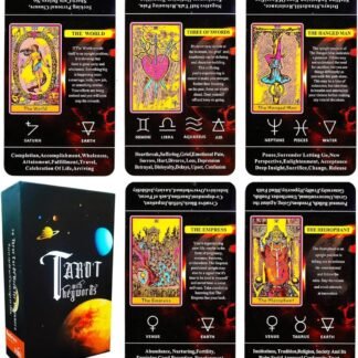 NHQ 80 Card Game, Tarot Game with Keywords, Learning Tarot Cards, Divinatory Oracle, Divinatory Tarot, Tarot with Keywords, Tarot Game, Black, CM