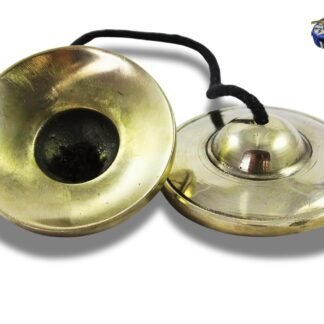 NHZ Tingsha Tibetan Meditation Bell/Finger Cymbals with free Silk Case (3.2" Golden Color Plain)