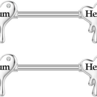 Niaspi 14G Surgical Steel Letter Nipple Rings for Women Girls Heart Piercing Barbell Cum Here Naughty Words Nipple Studs Nipplerings Body Piercing Jewelry