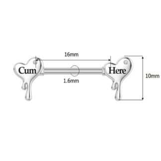 Niaspi 14G Surgical Steel Letter Nipple Rings for Women Girls Heart Piercing Barbell Cum Here Naughty Words Nipple Studs Nipplerings Body Piercing Jewelry
