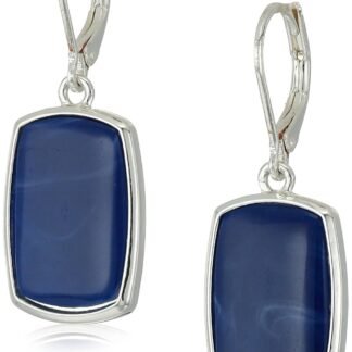 Nine West Women's Denim Large Drop Earrings Silver Tone