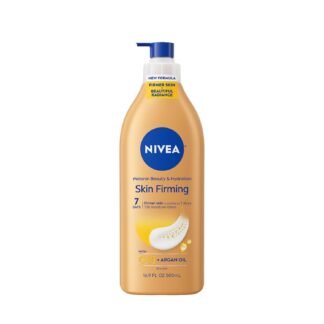 NIVEA Skin Firming Melanin Beauty & Hydration Body Lotion with Q10 and Argan Oil, Firmer Skin in as Little As Seven Days, 16.9 Fl Oz Pump Bottle