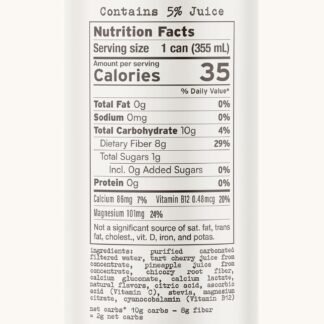 No Worries GLP-1 Support Beverage, Tart Cherry Pineapple, Ready to Drink GLP1 Support with Chicory Root, 8g of fiber, Magnesium, Calcium, 2g of net carbs, Lightly Sparkling,...