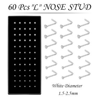 Nose Rings Studs and Hoops, Surgical Stainless Steel Hypoallergenic Nose Rings Set for Women Men, Straight/L/Screw Shaped and 1.5/2.0/2.5mm Rhinestone Nose Piercing Jewelry and...
