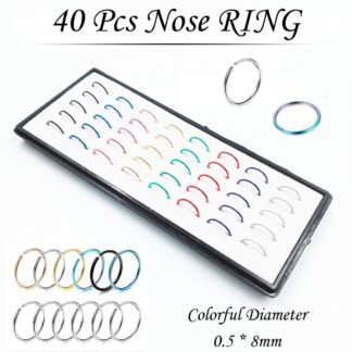 Nose Rings Studs and Hoops, Surgical Stainless Steel Hypoallergenic Nose Rings Set for Women Men, Straight/L/Screw Shaped and 1.5/2.0/2.5mm Rhinestone Nose Piercing Jewelry and...