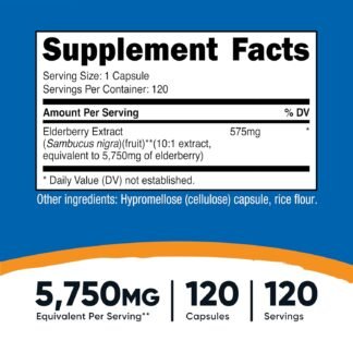 Nutricost Elderberry Capsules 575mg (120 Capsules) - Black Elderberry, Vegetarian, Gluten Free and Non-GMO Supplement