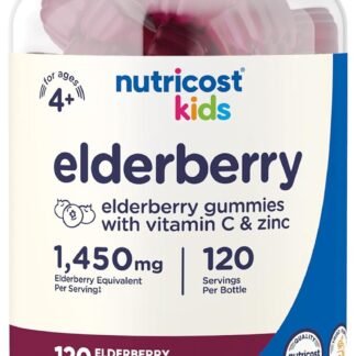 Nutricost Kids Elderberry Gummies (50mg) with Zinc & Vitamin C 120 Gummies - Gluten Free, No Corn Syrup