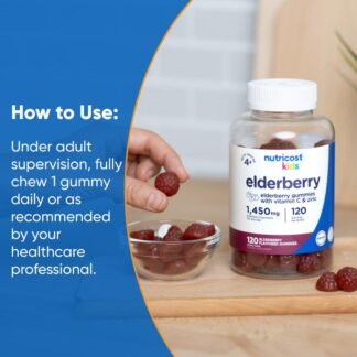Nutricost Kids Elderberry Gummies (50mg) with Zinc & Vitamin C 120 Gummies - Gluten Free, No Corn Syrup