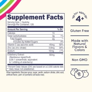 Nutricost Kids Elderberry Gummies (50mg) with Zinc & Vitamin C 120 Gummies - Gluten Free, No Corn Syrup