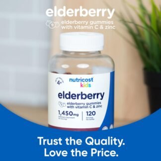 Nutricost Kids Elderberry Gummies (50mg) with Zinc & Vitamin C 120 Gummies - Gluten Free, No Corn Syrup