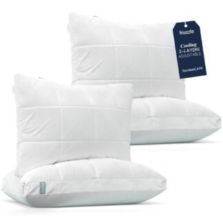 Nuzzle Cooling Adjustable Pillow for Side Sleepers, Luxury Standard Size Bed Pillow Hotel Collection - Best Adjust Height Soft Firm Pillow for Back, Stomach or Side Sleepers -...