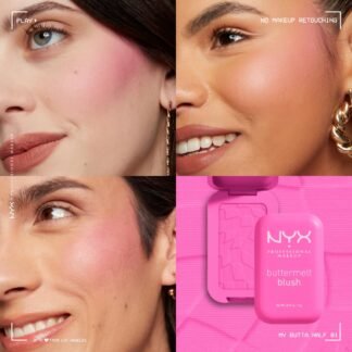 NYX PROFESSIONAL MAKEUP Buttermelt Powder Blush, Fade and Transfer-Resistant Blush, Up to 12HR Make Up Wear, Vegan Formula - My Butta Half