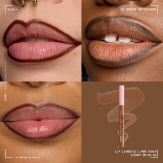 NYX PROFESSIONAL MAKEUP Lip Lingerie Liner Stain, Seamless Make Up with All-Day Color, Waterproof Lip Stain Finish - Steamy Spice (Warm Brown)