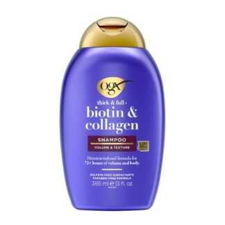 OGX Thick & Full + Biotin & Collagen Volumizing Shampoo, Nutrient-Infused Hair Shampoo with Vitamin B7 Biotin Gives Hair Volume & Body for 72+ Hours, Sulfate-Free Surfactants,...