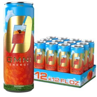 OMNI Energy Drink Georgia12 Oz (Pack of 12) | Contains 200mg Clean Caffeine, B Vitamins | Sugar-Free, Low Calorie, Energy Drink for All-Day Vitality