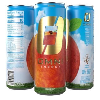OMNI Energy Drink Georgia12 Oz (Pack of 12) | Contains 200mg Clean Caffeine, B Vitamins | Sugar-Free, Low Calorie, Energy Drink for All-Day Vitality