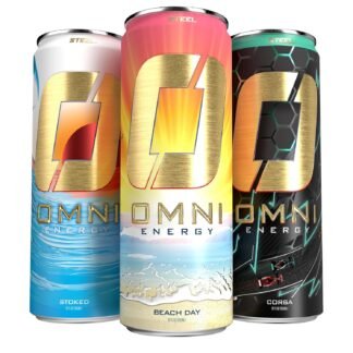 OMNI Energy Drink Georgia12 Oz (Pack of 12) | Contains 200mg Clean Caffeine, B Vitamins | Sugar-Free, Low Calorie, Energy Drink for All-Day Vitality