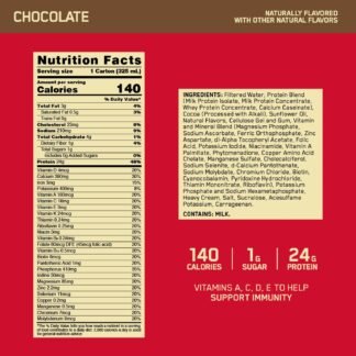 Optimum Nutrition Gold Standard Protein Shake, 24g Protein, Ready to Drink Protein Drinks, Chocolate, 11 Fl Oz, 12 Count (Pack of 1) (Packaging May Vary)