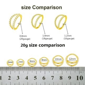 ORANGELOVE Double Open Stack CZ Nose Ring Hoop 316L Surgical Steel Helix Rook Conch Cartilage Daith Tragus Earrings Hinged Segment Nostril Piercing Septum Clicker 20G 18G 16G...
