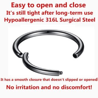 ORANGELOVE Hypoallergenic Nose Rings 20G 18G 16G 14G 12G 10G 8G 316l Surgical Steel Septum Jewelry Hinged Segment Ring Body Piercing Nose Hoop Lip Rings Nose Helix Cartilage...